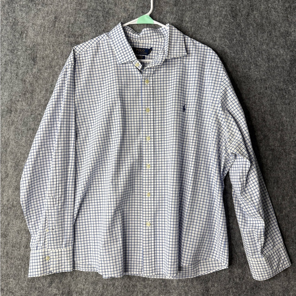 Polo Ralph Lauren Men’s XXL Stretch Shirt Blue Check Long Sleeve Classic Fit